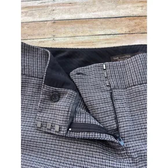 The Limited Cassidy Fit Brown Micro Houndstooth Stretch Dress Pants Sz 10 Short - Picture 5 of 7